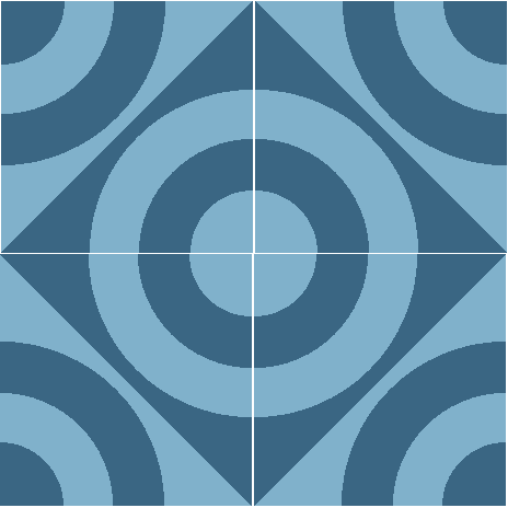 Concentric Blue Cement Tile